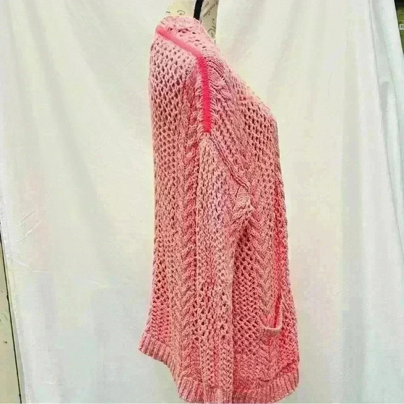 Anthropologie Serenna Open Front Knit Cardigan Hot Barbie Pink size XS/S - Picture 7 of 13